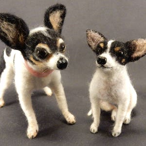 White Chihuahua needle felted dog portrait from photo flexible dog replica chihuahua dog loss memorial custom felted dog as urn decor image 1