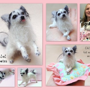White Chihuahua needle felted dog portrait from photo flexible dog replica chihuahua dog loss memorial custom felted dog as urn decor image 9