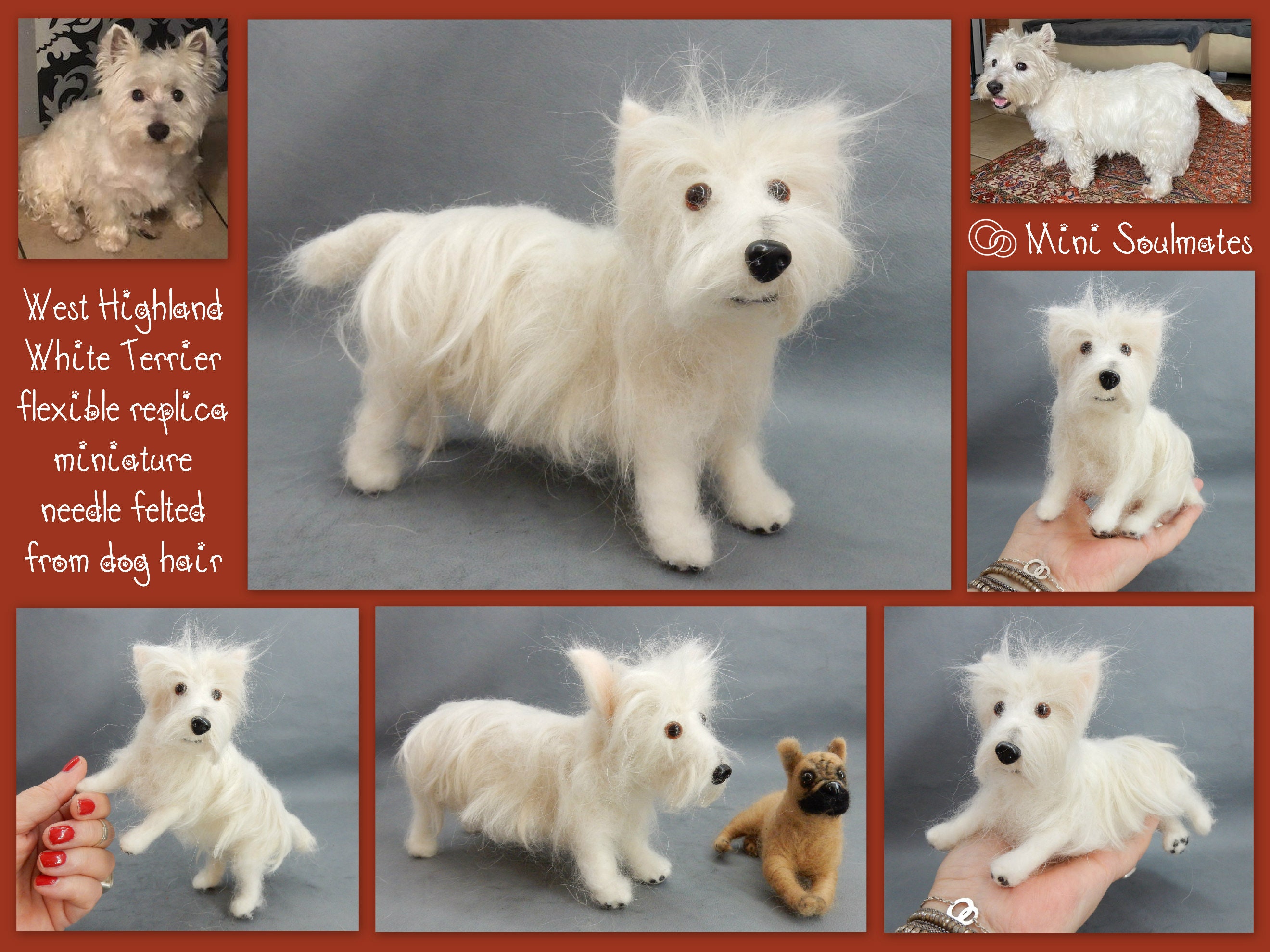Felted Pets Art & Collectibles Felting Custom Needle Felted Pet Dog Sculpture West ...
