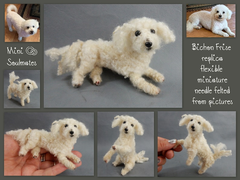 Bichon Frise custom dog effigy dog loss memorial Bolonese dog needle felt dog sculpture custom felted dog replica Mother's Day gift image 6