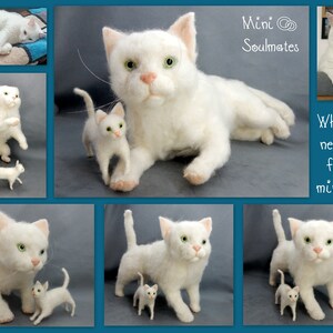 Needle felt cat replica white cat miniature custom felted cat soft sculpture short haired cat loss memorial custom cat effigy cat loss gift image 8