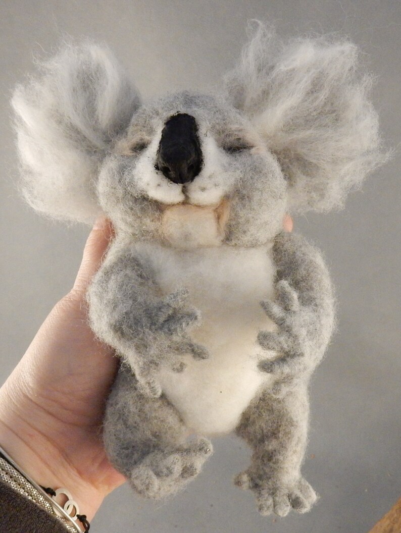 Koala miniature needle felted Koala replica custom made koala sculpture Koala lover gift cute Koala baby felt Koala lookalike sleeping Koala image 4