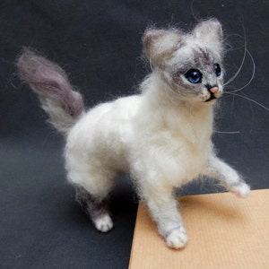 Custom felted cat sculpture Ragdoll Cat needle felted cat miniature custom cat replica Birman cat loss memorial Persian Cat Himalayan Cat image 10