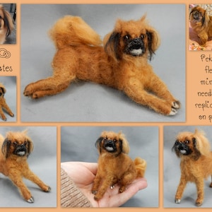 Pekingese needle felted dog Japanese Chin custom dog miniature toy dog replica custom felted dog lap dog soft sculpture dog loss remembrance image 4