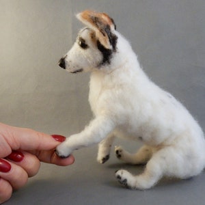 Jack Russell Terrier nadelgefilzter Hund Nachbildung 3d Hundeporträt Hundeminiatur Hundereplik Filzskulptur Hundeverlust Hundemuttergeschenk