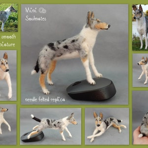Smooth Collie needle felted dog miniature figure dog loss remembrance gift wool effigy custom dog replica custom felted dog soft sculpture image 4