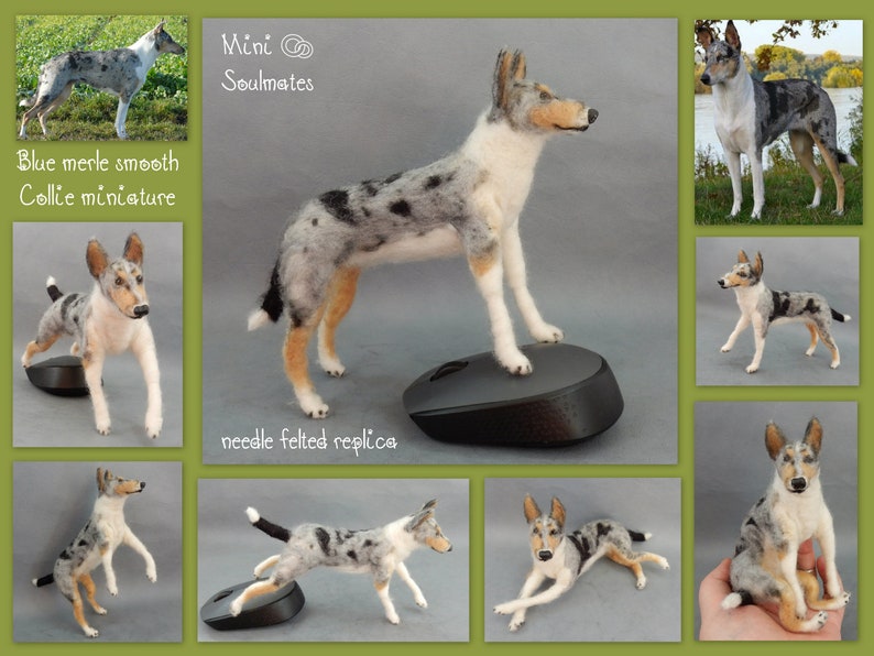 Smooth Collie needle felted dog miniature figure dog loss remembrance gift wool effigy custom dog replica custom felted dog soft sculpture image 4