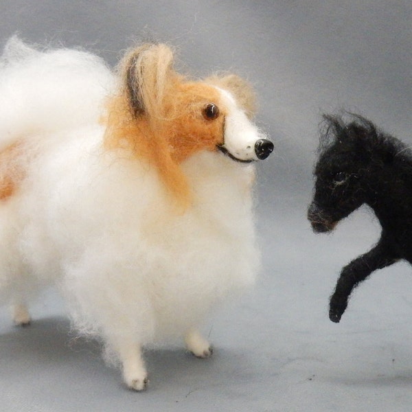 Versandfertige Papillon Miniatur nadelgefilzte Hundeskulptur flexible Hundeminiatur Filz Tierfigur Hundeliebhaber Geschenk süße Wollreplika