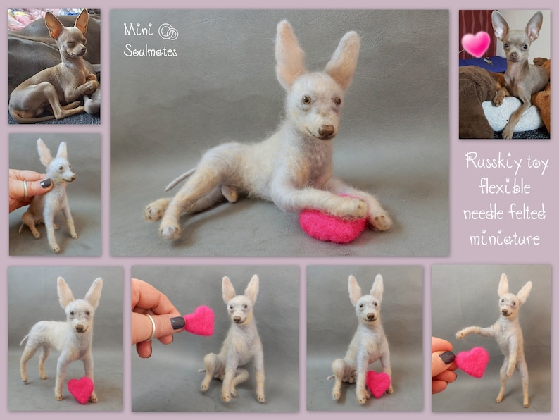 Needle felted dog Russkiy Toy Terrier custom dog replica Russian Toy Terrier soft sculpture felted dog miniature dog lover gift memento gift image 4