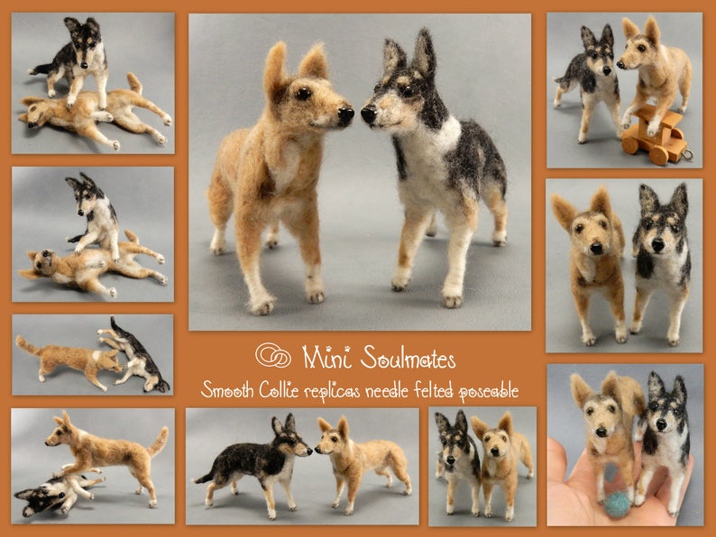 Smooth Collie needle felted dog miniature figure dog loss remembrance gift wool effigy custom dog replica custom felted dog soft sculpture image 7