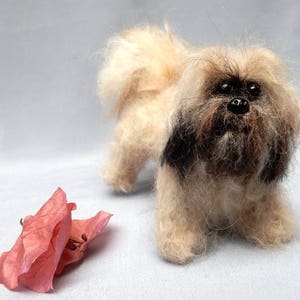 Custom dog replica Shih Tzu felt dog miniature needle felted dog replica poseable dog soft sculpture custom pet portrait dog lover gift idea image 1