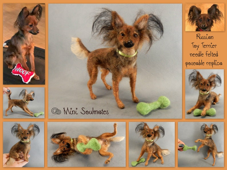 Needle felted dog Russkiy Toy Terrier custom dog replica Russian Toy Terrier soft sculpture felted dog miniature dog lover gift memento gift image 6