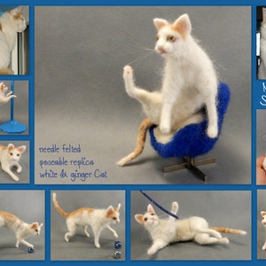 Needle felt cat replica white cat miniature custom felted cat soft sculpture short haired cat loss memorial custom cat effigy cat loss gift image 4