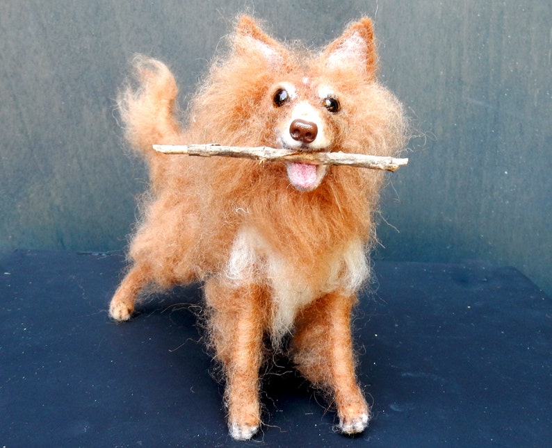 Spitz custom felted dog miniature Pomeranian look-alike custom dog replica needle felted dog soft sculpture dog remembrance dog keepsake image 9