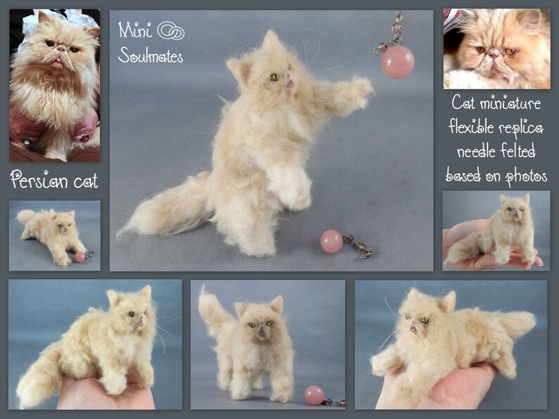 Custom felted cat sculpture Ragdoll Cat needle felted cat miniature custom cat replica Birman cat loss memorial Persian Cat Himalayan Cat image 6