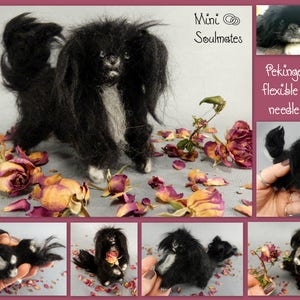 Pekingese needle felted dog Japanese Chin custom dog miniature toy dog replica custom felted dog lap dog soft sculpture dog loss remembrance image 7