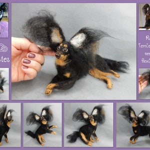 Needle felted dog Russkiy Toy Terrier custom dog replica Russian Toy Terrier soft sculpture felted dog miniature dog lover gift memento gift image 5