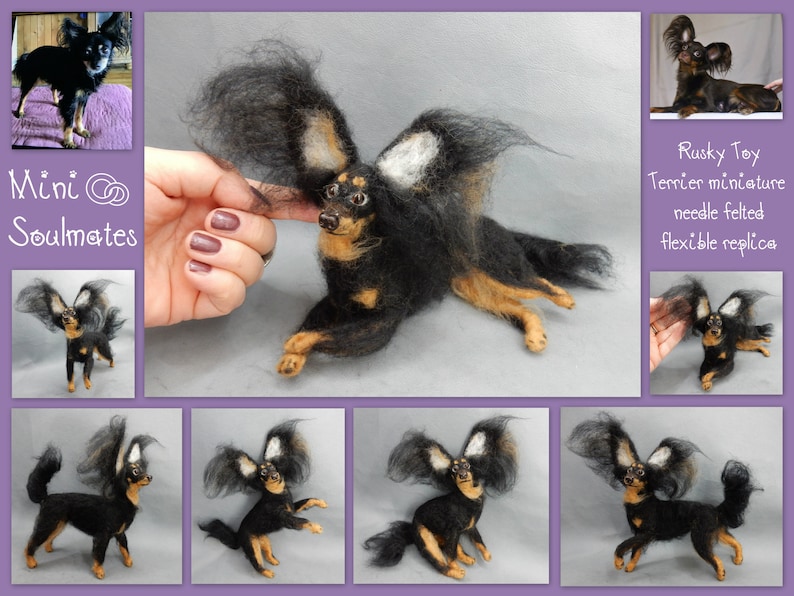 Needle felted dog Russkiy Toy Terrier custom dog replica Russian Toy Terrier soft sculpture felted dog miniature dog lover gift memento gift image 5