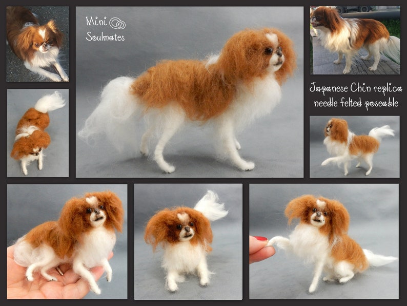 Pekingese needle felted dog Japanese Chin custom dog miniature toy dog replica custom felted dog lap dog soft sculpture dog loss remembrance image 9