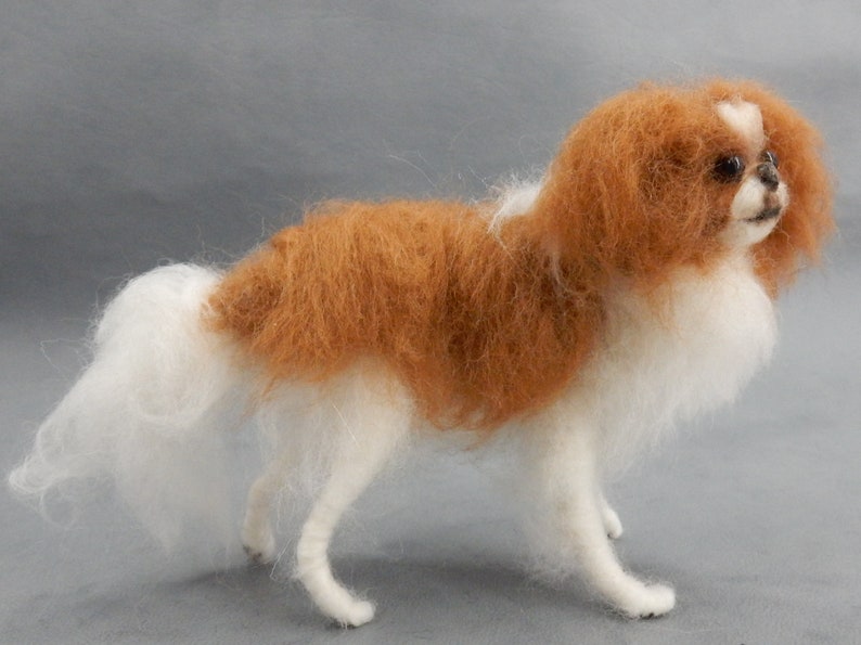 Pekingese needle felted dog Japanese Chin custom dog miniature toy dog replica custom felted dog lap dog soft sculpture dog loss remembrance image 3