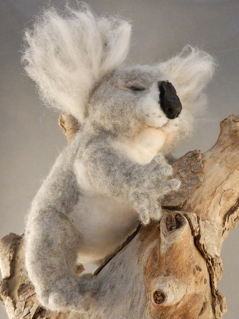 Koala miniature needle felted Koala replica custom made koala sculpture Koala lover gift cute Koala baby felt Koala lookalike sleeping Koala image 10