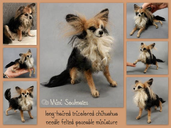 Chihuahua Tri Color Needle Felted Dog Replica Custom Felt Dog Etsy