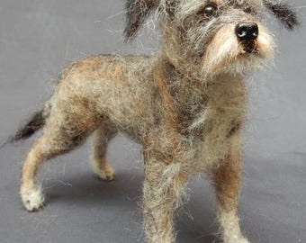 Custom Needle Felted Schnauzer Miniature: Replica from photos, Flexible Sculpture