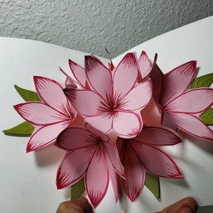 Handmade Pop-Up Birthday Card: 3D Pink Flower Bouquet