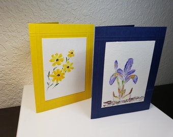 Flower painting in watercolor card, hand painted, original art, not a print, blank inside to enable personalized notes