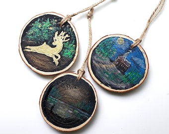 Hand-painted wood slice, handmade charm for your home