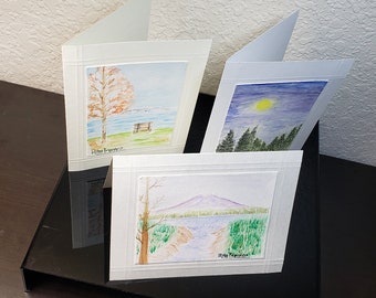 Original Landscape Watercolor Card A2 – Hand Painted Art Greeting Card – Blank Inside – Frameable Gift – Includes Envelope