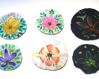 Hand-painted sand dollars, acrylic painting, beach art