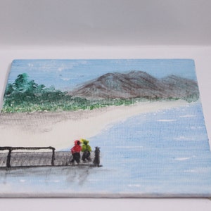 Mini original art, acrylic painting on mini easel, canvas panel 4x4 in, handmade art gift image 3