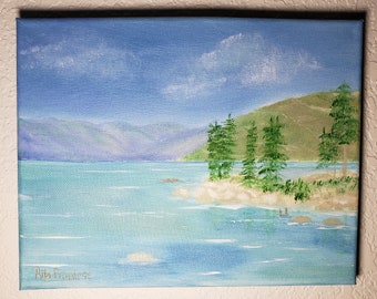 Original Oil Painting – Lake Scenery (8x10 inches), signed by artist