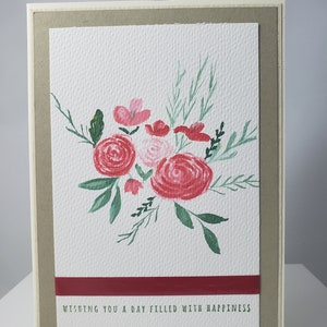 Hand painted roses on card, 5x7 in, original watercolor painting, not a print, red roses, orange roses image 3