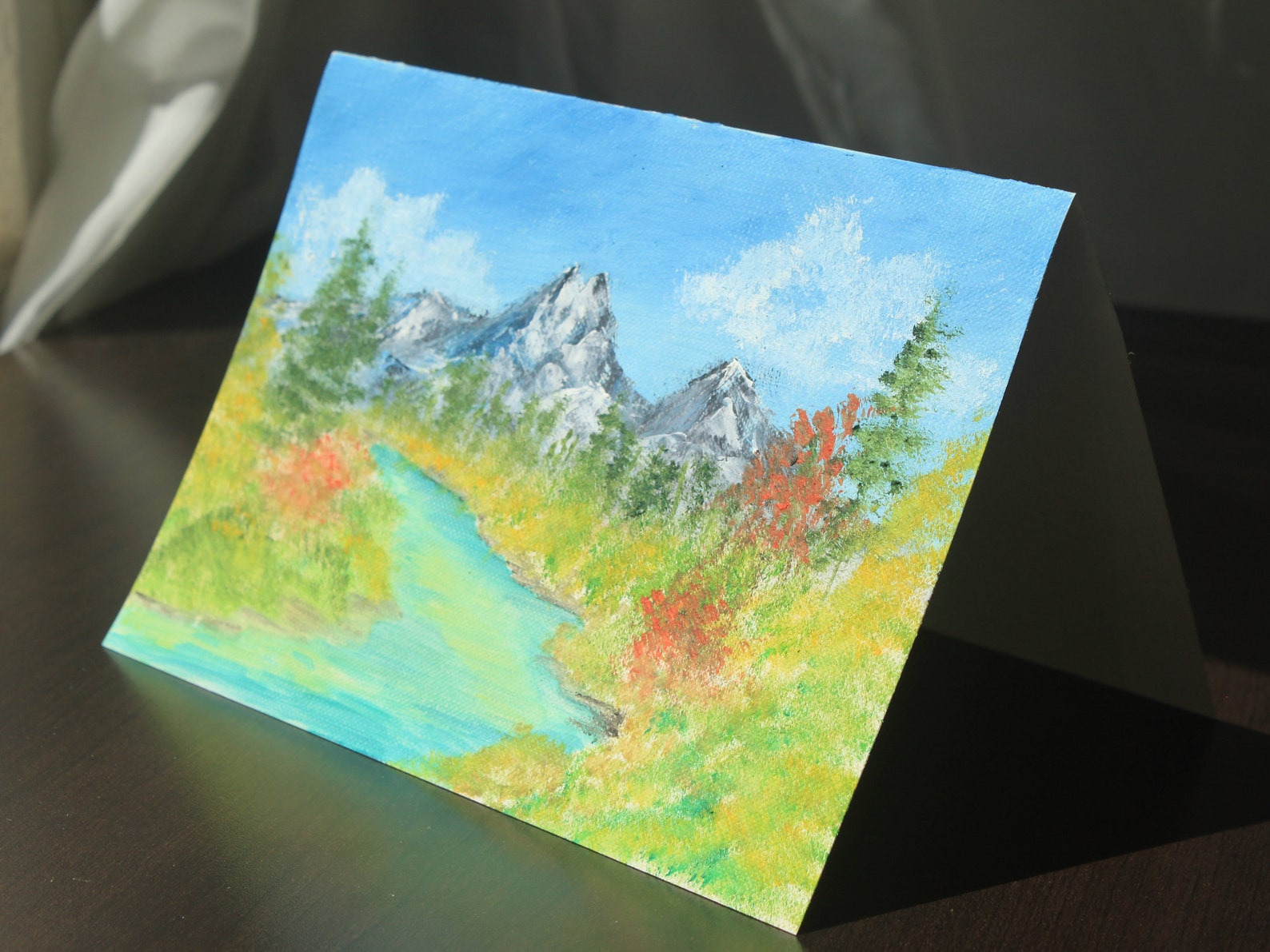 Handpainted Card Oil Painting on Greeting Card Artwork | Etsy