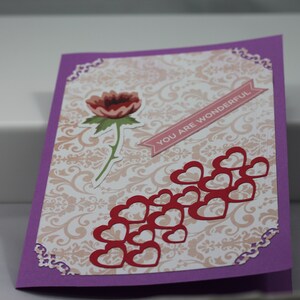 5x7 card, with hearts image, you are wonderful sentiment, blank inside, any occasion image 8