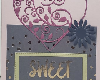 Blank card, with die cut heart shape, A2 size card, valentine's, birthday, etc