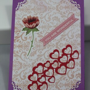 5x7 card, with hearts image, you are wonderful sentiment, blank inside, any occasion image 7