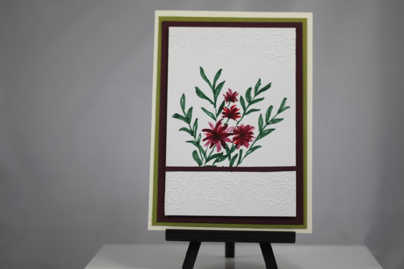 3 choices of hand painted flower on 5x7 in card, original watercolor painting, not a print image 5