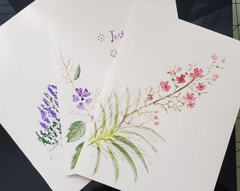 Hand-Painted Watercolor Flower Cards – Original Art Greeting Card – 5x7 Blank Card (3 Variations)