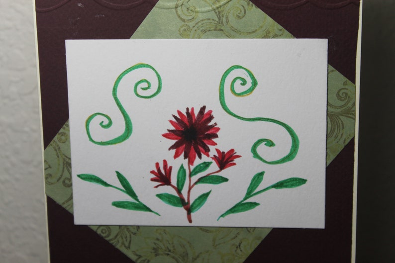 3 choices of hand painted flower on 5x7 in card, original watercolor painting, not a print image 7