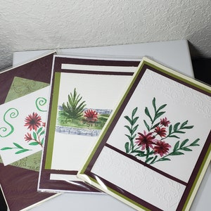 3 choices of hand painted flower on 5x7 in card, original watercolor painting, not a print image 1