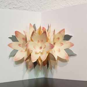 Handmade Pop-Up Floral Card – 5x6.5” | Personalized Front Greeting | 3D Flowers Inside | Custom Greeting Card | Blank Inside