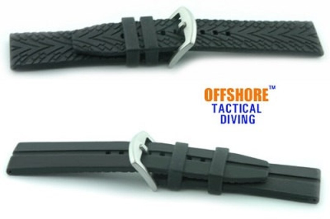Dive Watch Accessory Offshore Tactical Diving Reversable Silicon Dive Watch Strap - Black ...