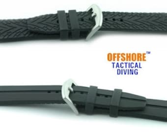 Offshore Tactical Diving Reversable Silicon Dive Watch Strap Pasek do zegarka nurkowego - czarny 24 mm, 22 mm, 20 mm