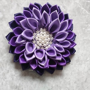 African Violet satin brooch - tricolor