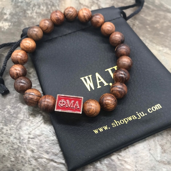 Phi Mu Alpha Wood focal Bracelet