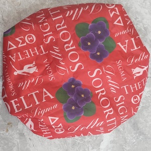 Delta Sigma Theta Script Shower cap- Red