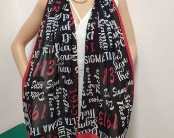 Delta Sigma Theta Script Scarf- Black